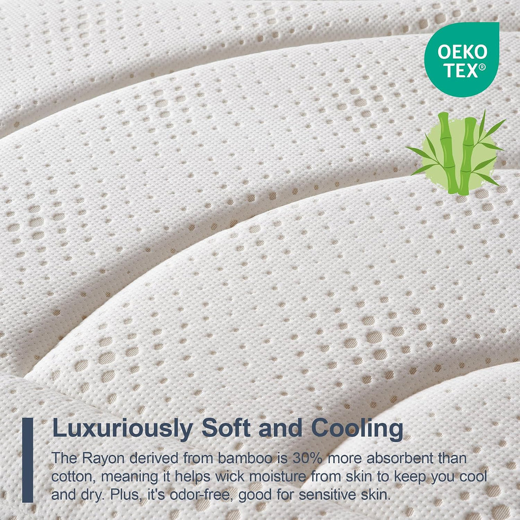 California King Mattress, 14 Inch Cal King Medium Hybrid Mattress | Bamboo Rayon Cooling Surface, Gel Memory Foam &
