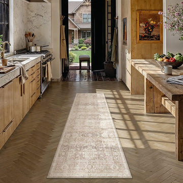 Beige Washable 2x5 Runner Rugs Entryway