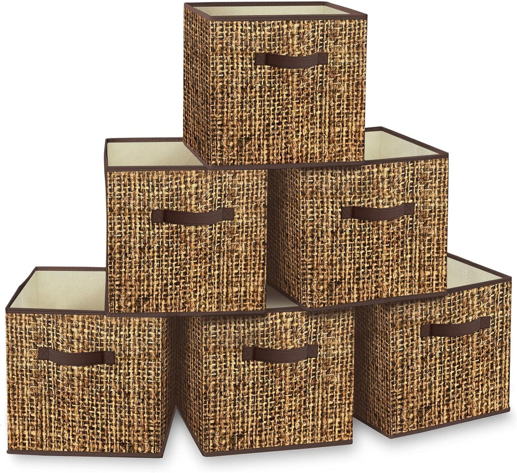 12x12 Cube Storage Bins - Fabric Cubby Bins with Dual Handles, Collapsible Storage Organizer for Shelf, Closet
