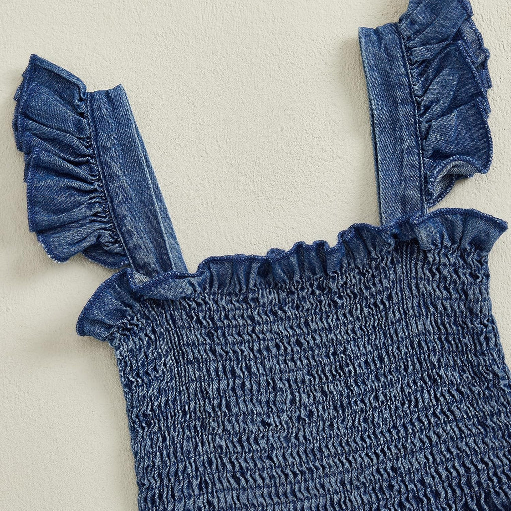 Toddler Baby Girl Summer Clothes Ruffle Sleeveless Smocked Romper One Piece Jumpsuit Suspender Pants Cute Outfit
