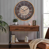 CLXEAST 24 Inch Wall Clock with Moving Gears,Oversized Large Industrial Steampunk Clock