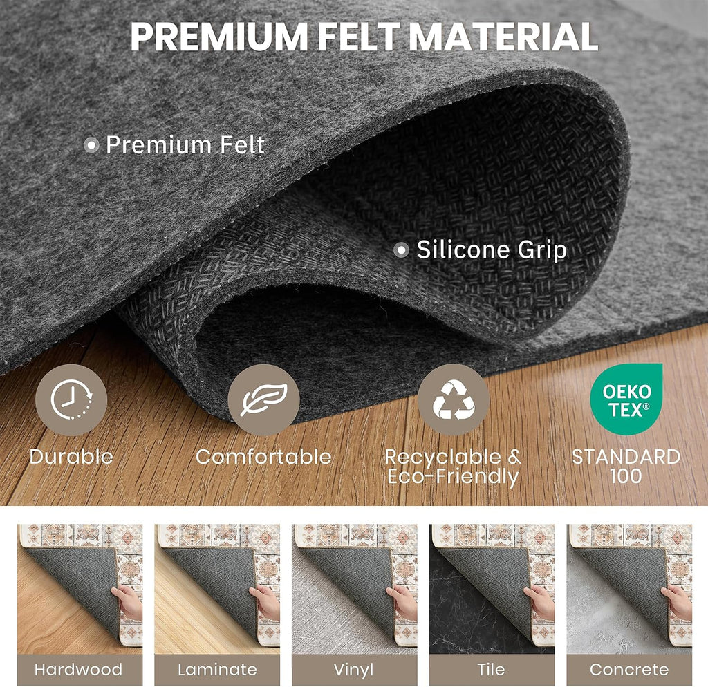 Rug Pad 5x7-1/4 Thick, Felt and Rubber Backing, Under Area Rug Protective Cushioned Pads, Keep Rugs Safe and