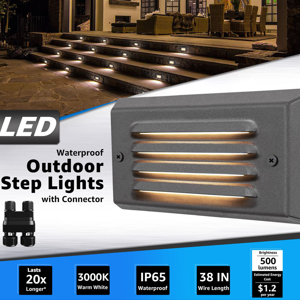 5W Low Voltage Step Lights 6 Inch Outdoor Aluminum Brown, 12-Pack