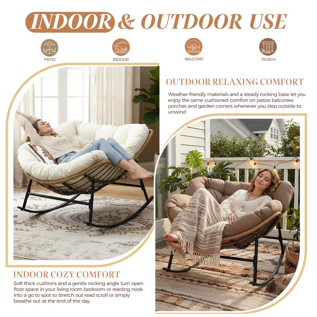 Oversized Rocking Egg Chair, Outdoor Royal Papasan Rocking Chair