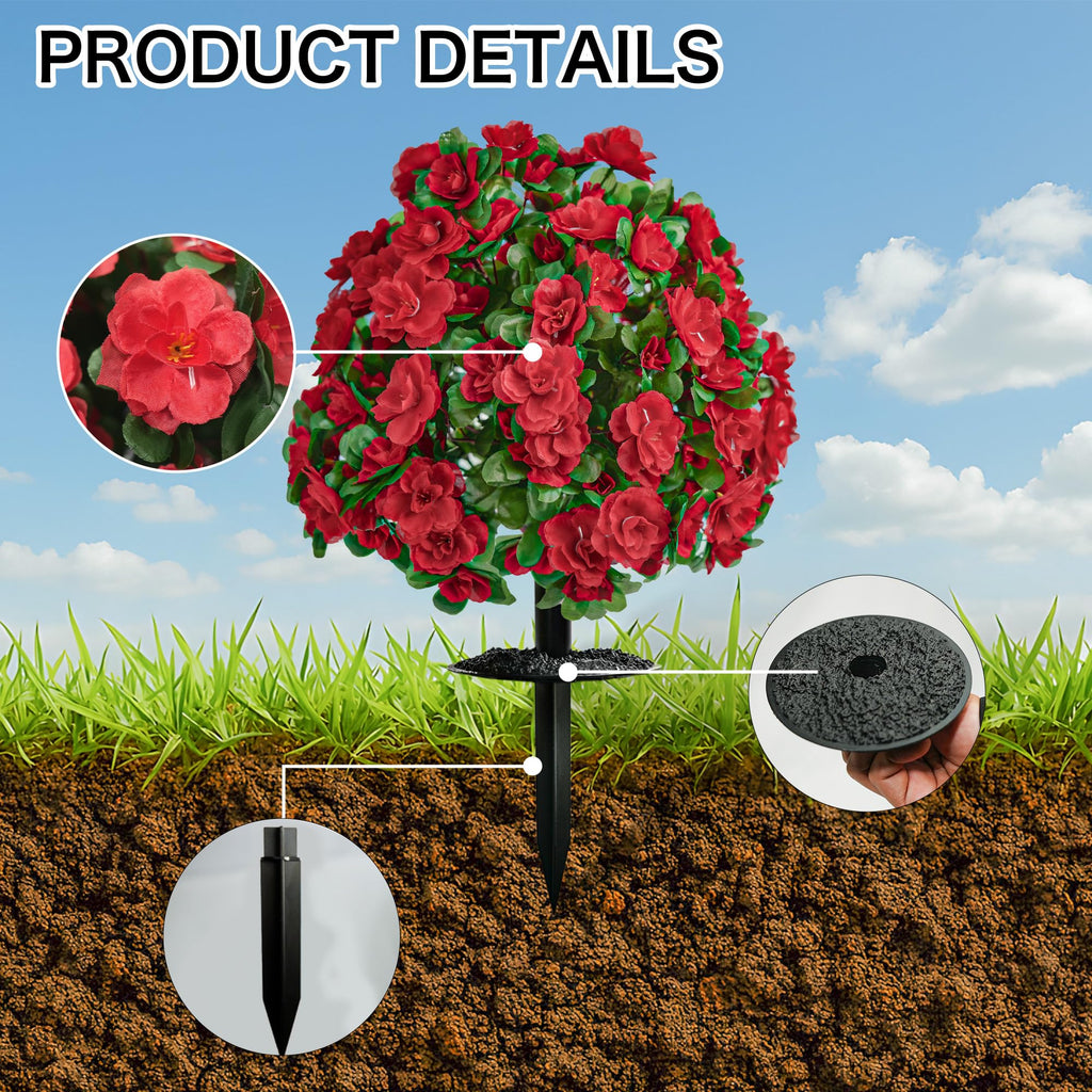 Artificial Topiary for Outdoors, UV Resistant Artificial Outdoor Shrubs Red