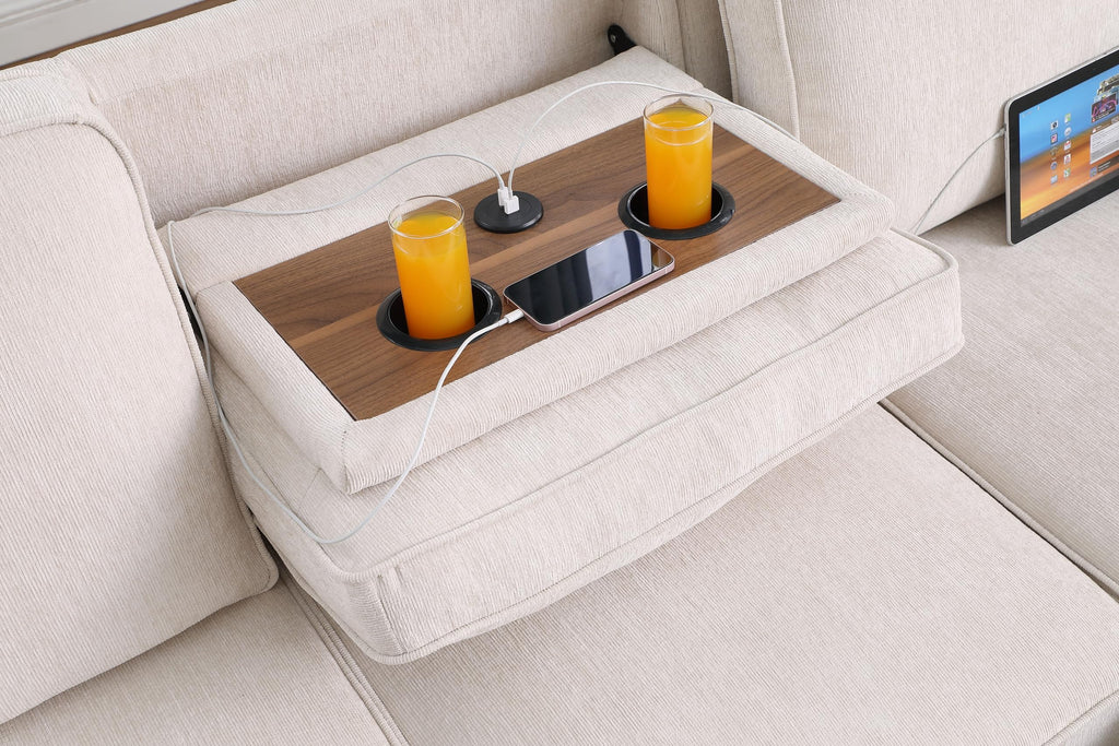 L-Shaped Pull Out Sleeper Couch Bed, Modern Chenille Upholstered Button Tufted Corner Couch Reversible Sectional