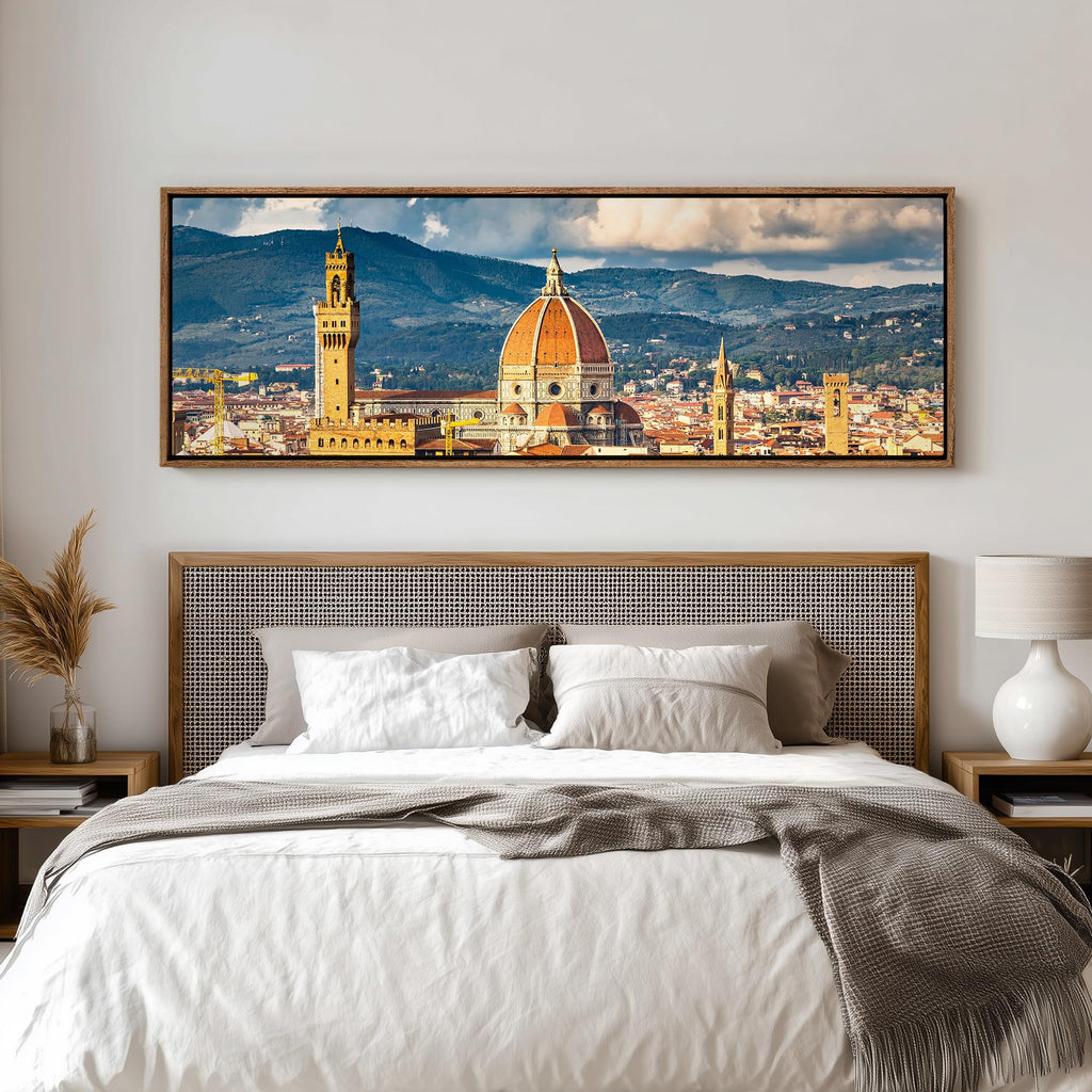 Large Framed Wall Canvas Print - Florence Cathedral Cityscape Italian Architecture - Contemporary Artwork Bedroom