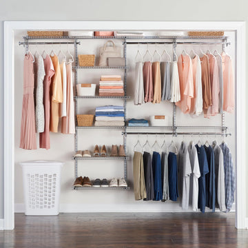 Configurations Deluxe Custom Closet Kit 4-8 Ft. Adjustable Metal Wire Shelving Titanium Finish Expandable