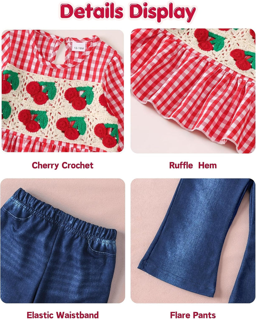 Baby Girl Clothes Toddler Crochet Shirts Flare Pants Outfits