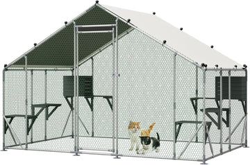 Walk-in Metal Catio 76.8''h Large Outdoor Cat Enclosure Waterproof Roof