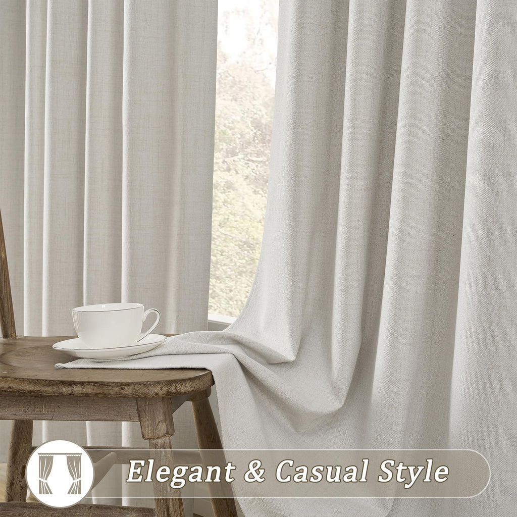 Natural Birch 90 Inch Long Extra Wide Blackout Curtains 70 x 90