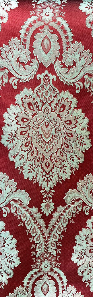Damask Upholstery and Drapery, Jacquard Fabric-Vail Pattern (Red)