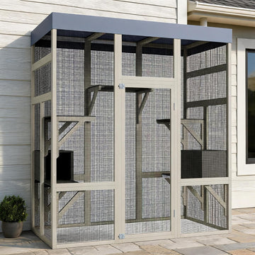 Large Outdoor Cat Enclosure Catio w/ 5 Platforms & 2 Napping House