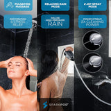 10-Mode Handheld Shower Head with Filter - 5" High Pressure Filtered Shower Head with Touch-to-Clean Nozzles, Built-In Power Jet, Stainless Steel 6ft Hose & Bracket (Polished Chrome)