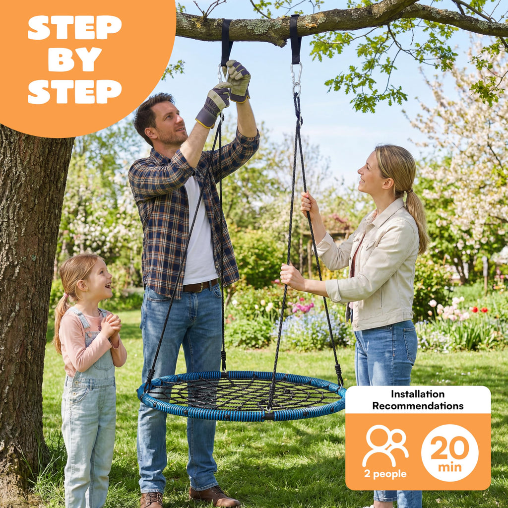 40 Inch Spider Web Saucer Swing, 750lbs Heavy Duty Tree Swings for Kids Outdoor, Net Swing for Backyard & Playground