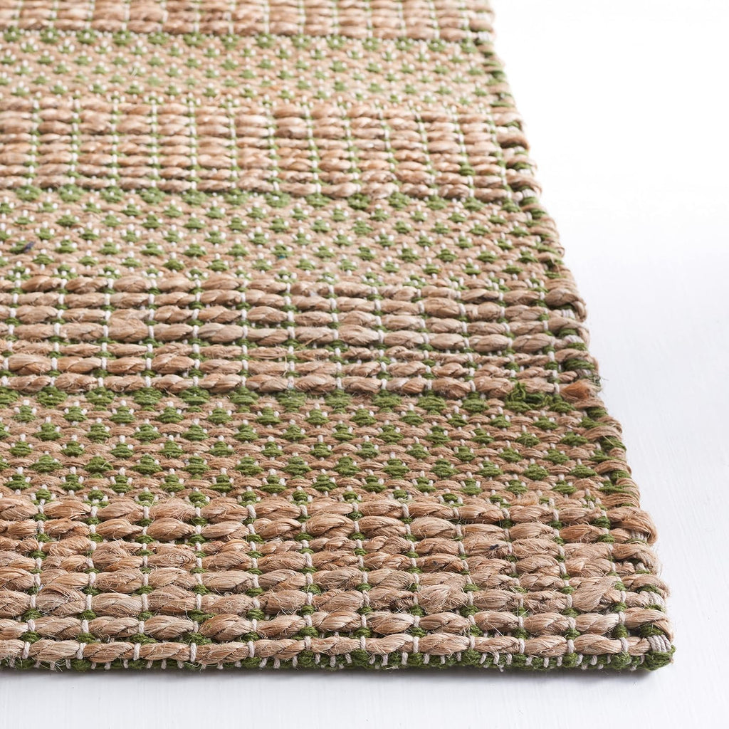 Natural Fiber Collection Area Rug - 6'6" Square, Green & Natural, Handmade Boho Farmhouse Rustic Jute & Cotton Jute