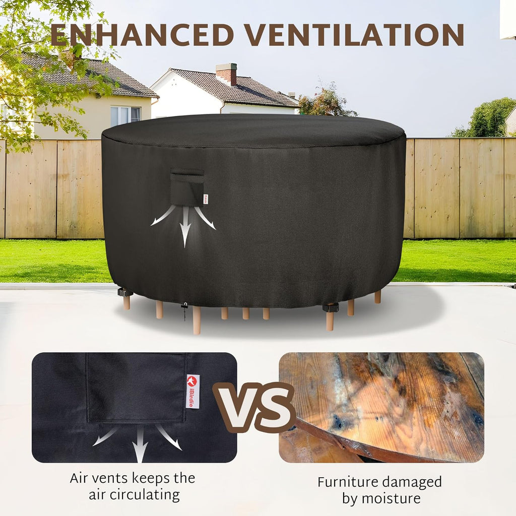 Outdoor Round Table Cover 70 x 34 inch, 6 ft, Waterproof, 600D | fit 70, 68, 66 Diameter, Weatherproof, Heavy Duty