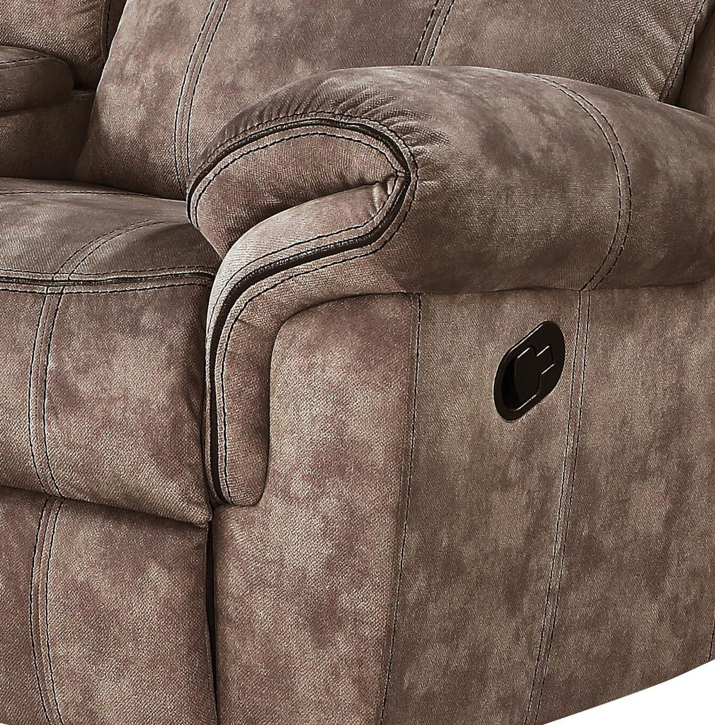 Zubaida Reclining Loveseat with USB Dock and Console in Chocolate Velvet