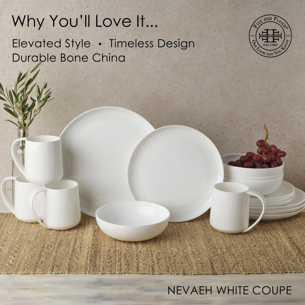 By Fitz and Floyd Nevaeh Coupe 16 Piece Dinnerware Set, Service for 4