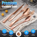 20 Pieces Rose gold Silverware Set for 4,Heavy Duty 18/10 Stainless Steel Flatware Set with Forged Stand Knives
