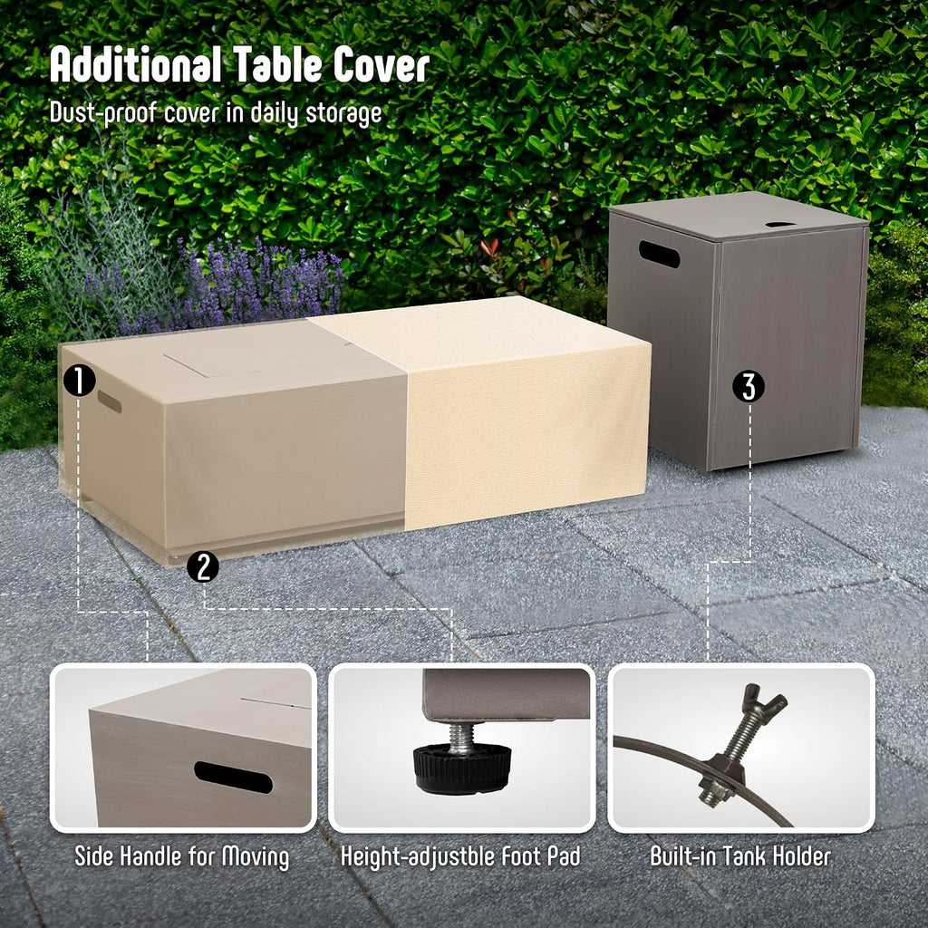 42’’ Propane Fire Pit Table Set with Tank Holder, CSA Certifed 50,000 BTU Outdoor Firepit Table