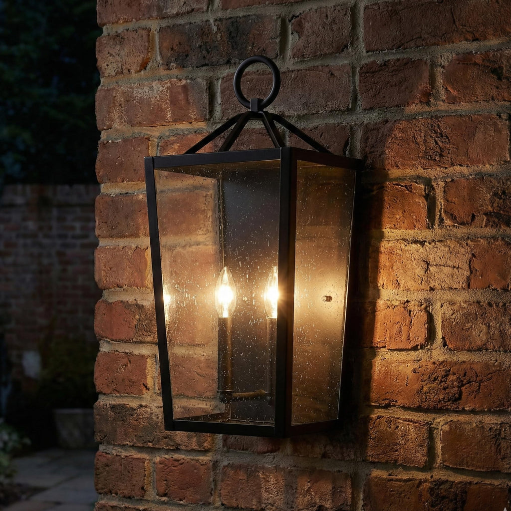 Hamilton Lockwood 15.5 Inch Outdoor Wall Lantern | Dual E12 Candelabra Base 60 Watt Max Each | Wet Rated