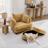 Modern Chaise Lounge Chair — Yellow Chenille
