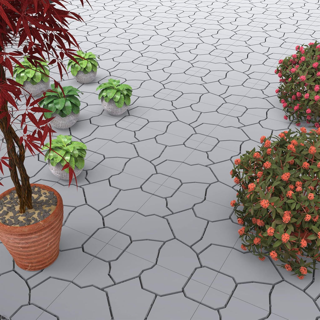 6-Pack Polypropylene Interlocking Patio Deck Tiles - Weather-Resistant Outdoor Flooring for Balcony, Porch, and Garage