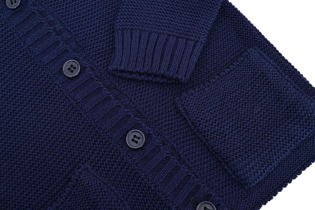 Baby Boys' Hooded Cardigan, Soft Knit Ribbed Button Closure Sweater