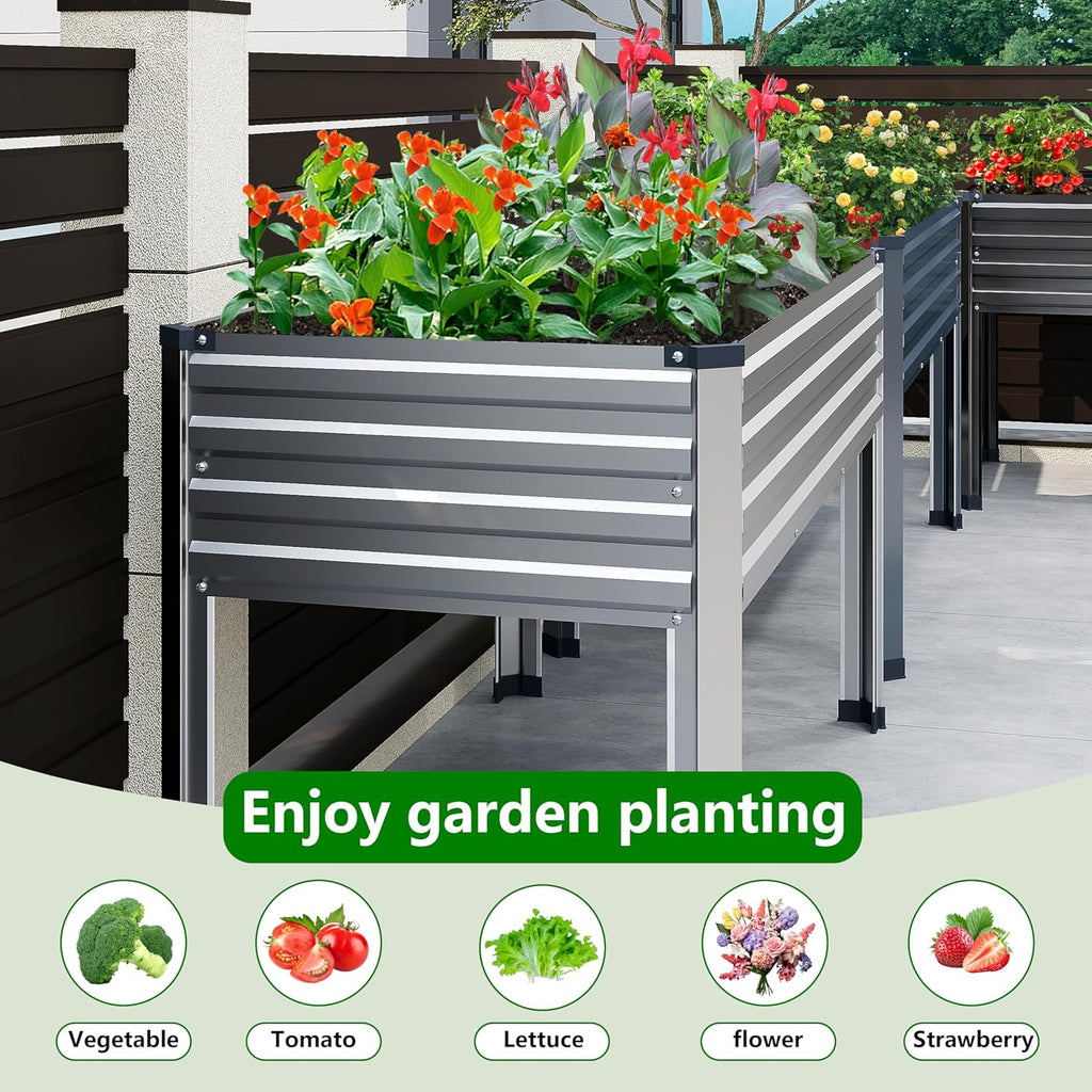 Galvanized Raised Garden Bed with Legs,2PCS 48×24×30in Elevated Planter Box for Backyard,Outdoor Garden, Patio
