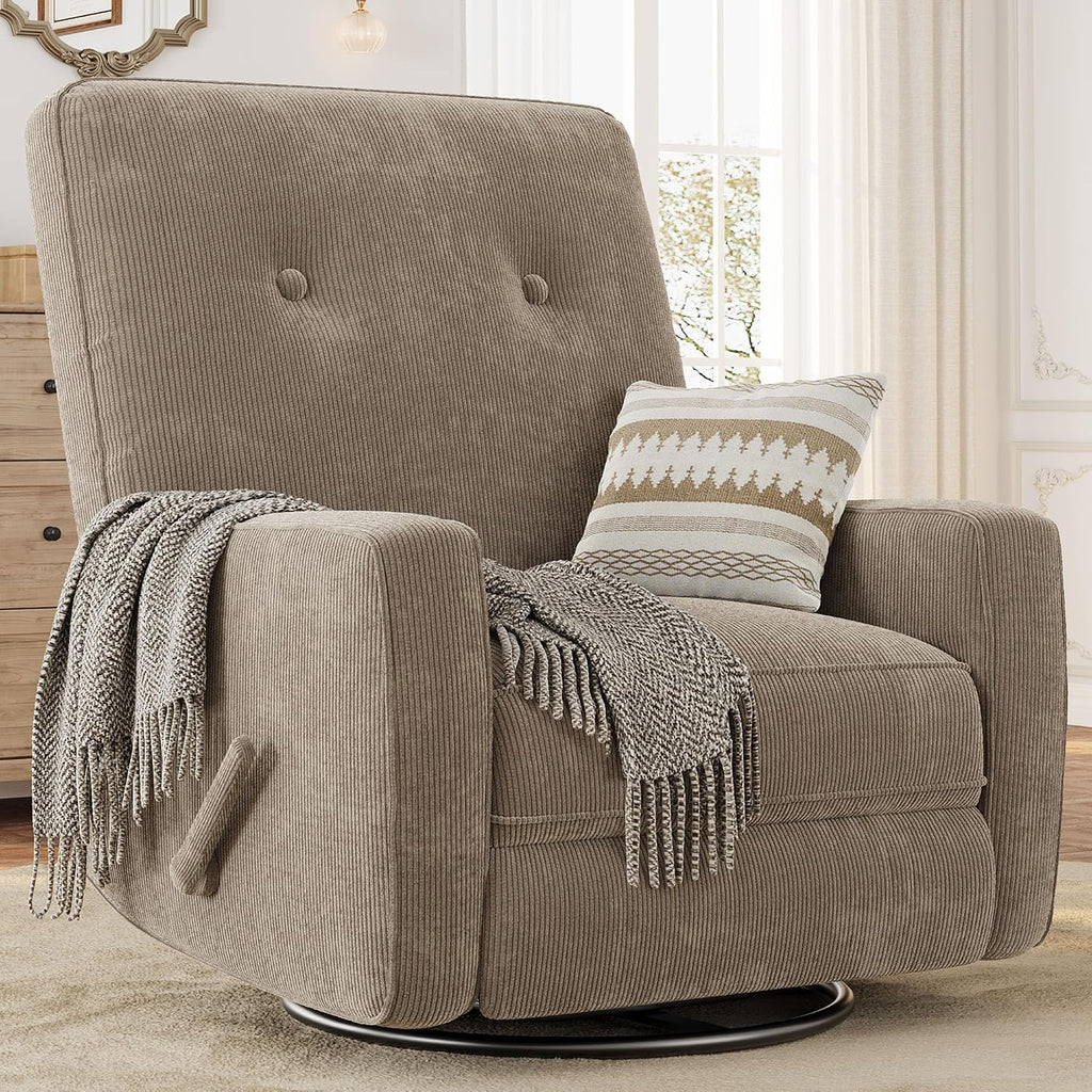 Nursery Recliner Chair, 360° Swivel Rocking Glider Chair for Adults with Adjustable Backrest & Footrest, Cozy