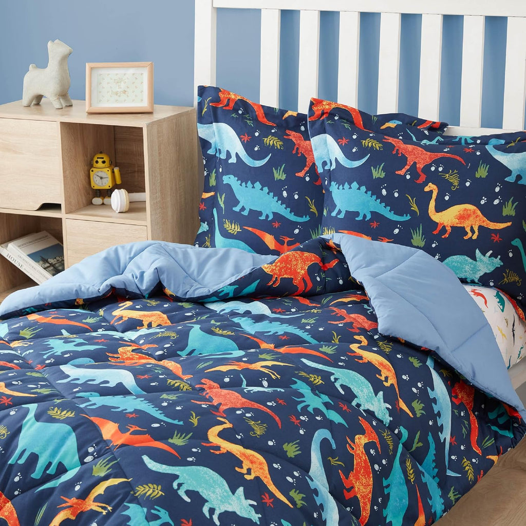 Twin Dinosaur Kids Bedding Set for Boys, 2 Pieces Twin Dinosaur Kids Comforter Sets for Boys, Super Soft Lightweight