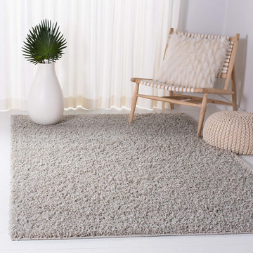 Venus Shag Collection Area Rug - 5'3" x 7'6", Light Grey, Solid Design, Non-Shedding & Easy Care, 1.8-inch Thick