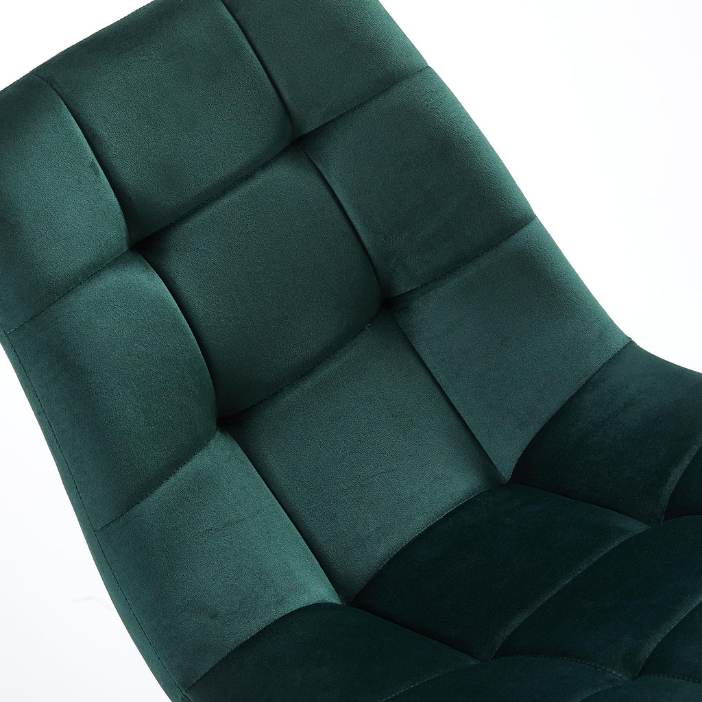 Forest Green Velvet Dining Chairs Set of 4, Upholstered Tufted Kitchen Chairs, Comfortable Seat, Metal Leg, Easy