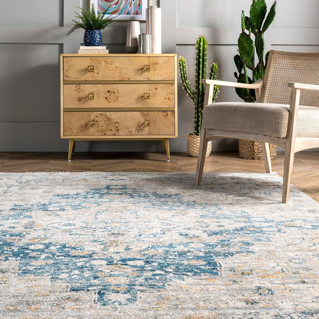 Diana Blue Medallion Power Loomed Area Rug