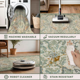 Sage Floral Kitchen Runners - 2x7 Long Runner Rug for Hallway Bathroom Bedroom Beside Bed Entryway, 