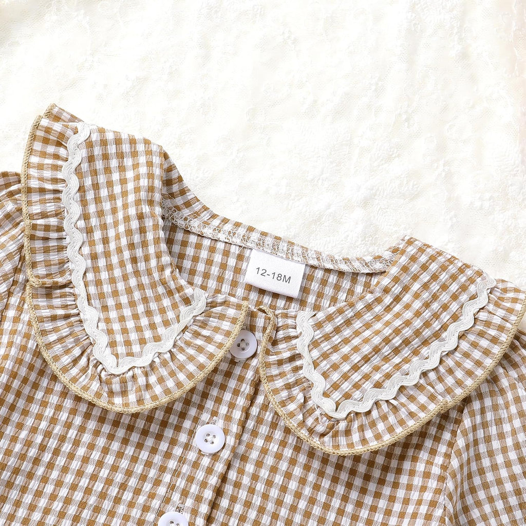 Toddler Girl Clothes Baby Fall Winter Outfits Gingham Shirt Plaid Pants Set