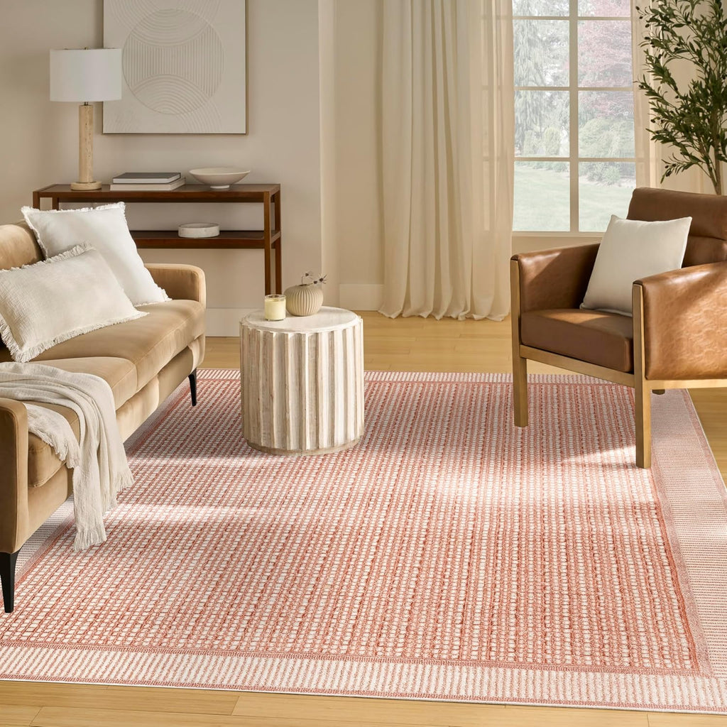 Home Nordic Brick Ivory Area Rug - Easy Clean, Non Shedding, Bed Room, Living Room, Dining Room, Kitchen (8'