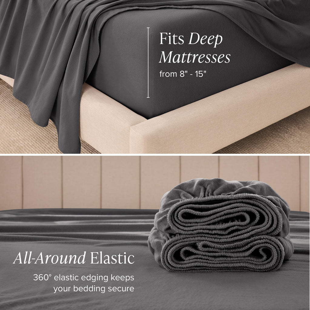 100% Organic Cotton Flannel Sheet Set (Queen, Grey)