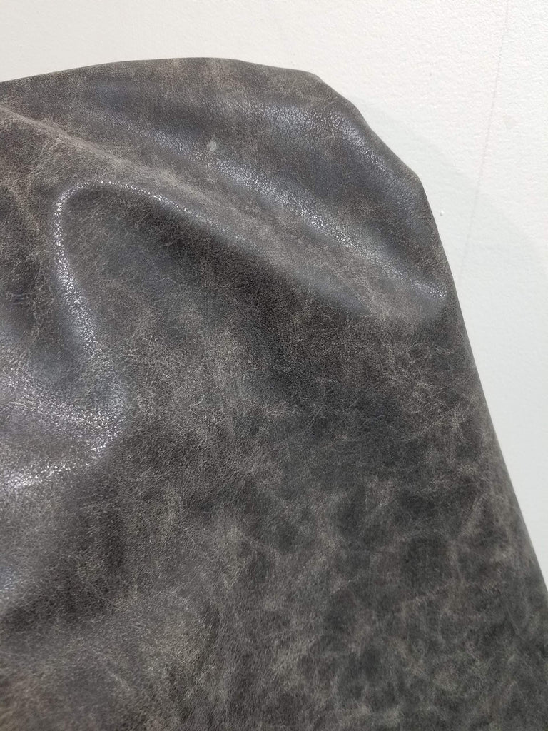 Gray Distressed Vintage Vegan Faux Leather Fabric Sheet Synthetic Pleather 0.9 mm 1/2 Yard 18 x 54 inch Soft Smooth