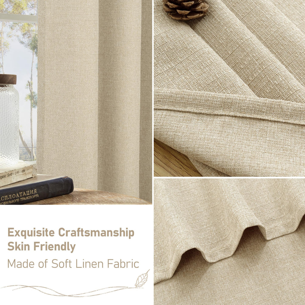 Oatmeal Linen Curtains 84 inch Length 2 Panels