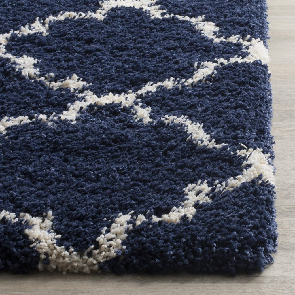 Hudson Shag Accent Rug 2x3, Plush Trellis Navy & Ivory SGH282C
