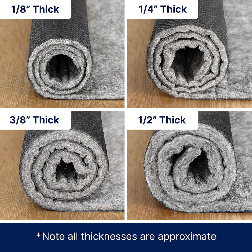 Dual Surface - 5'3" x 7'6" - 1/8" Thick - Felt + Rubber - Non-Slip Backing Rug Pad - Adds Low-Profile Comfort