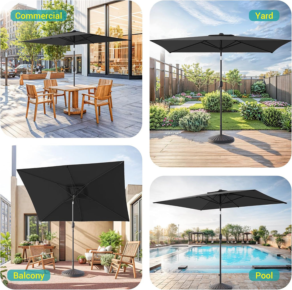 Rectangle Patio Umbrella with Solar Lights