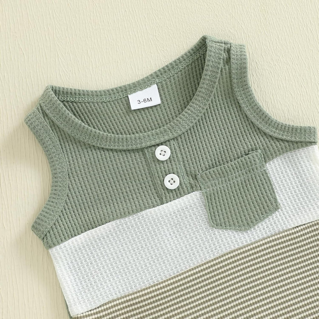 Baby Boy Summer Clothes Contrast Color Sleeveless Tops Elastic Waist Shorts Toddler Outfits Cute Set