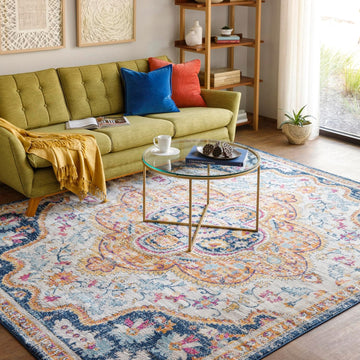 Nyburg Vintage Medallion Area Rug,Burnt Orange/Medium Gray