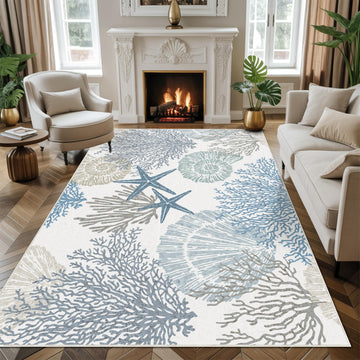 Coastal Area Rug Summer Beach Large Non Slip Washable Rugs Ultra-Soft Low Pile Indoor Floor Mat Carpet s