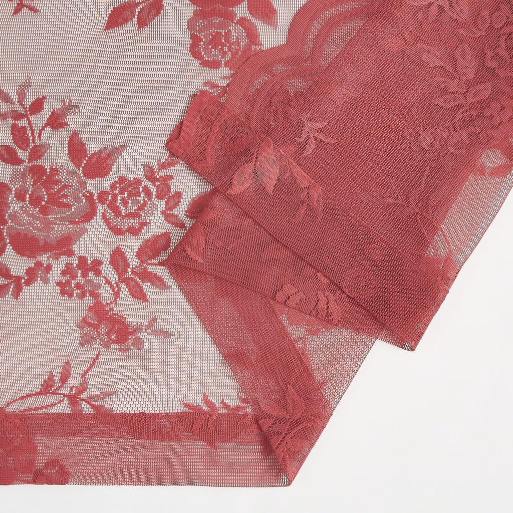 Coral Lace Curtains 108 Inches Long 2 Panels Rod Pocket Large Floral Embroidery Light Filtering Privacy Vintage