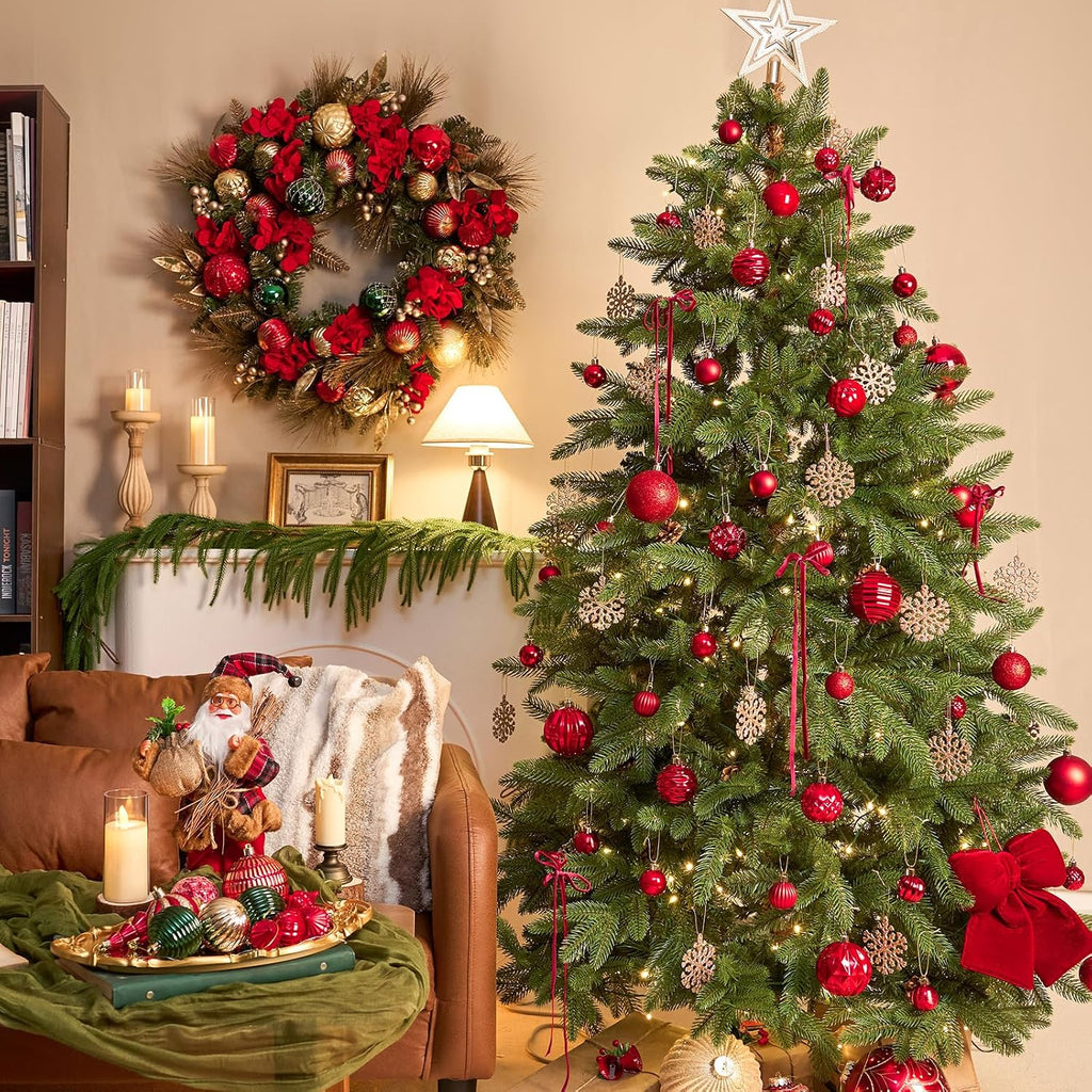 Christmas Tree Balls Ornaments, Red - Set of 47