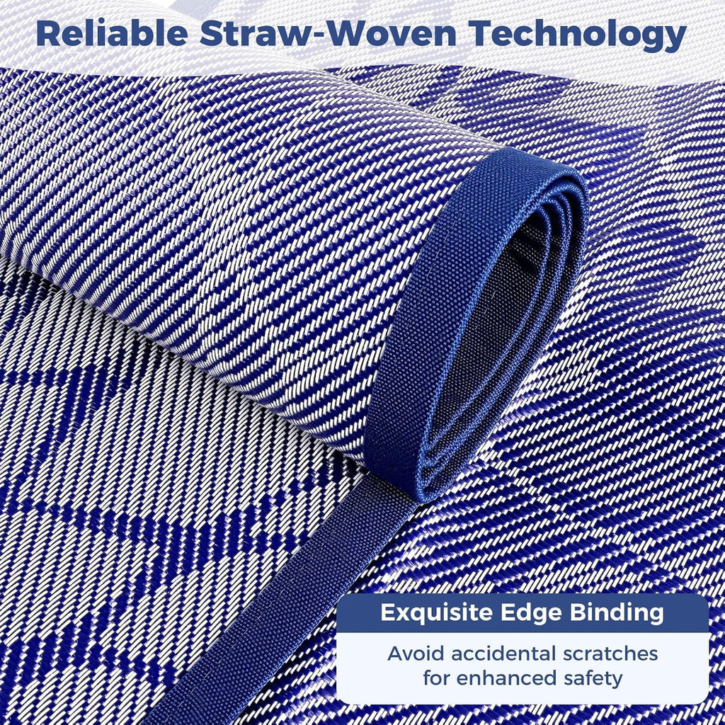 Outdoor Rug Reversible Portable Plastic Straw Area Rugs, Patio Carpet